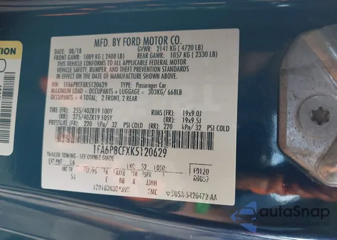 2019 Ford Mustang Gt Premium из США, поврежденный, VIN 1FA6P8CFXK5120629